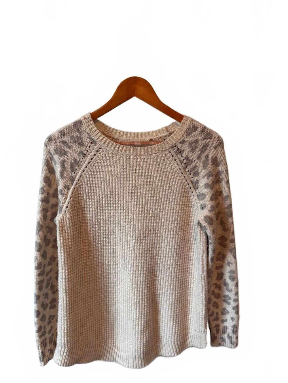 REBECCA TAYLOR | Sweater Small Leopard Print Colorblock Wool Cashmere Blend